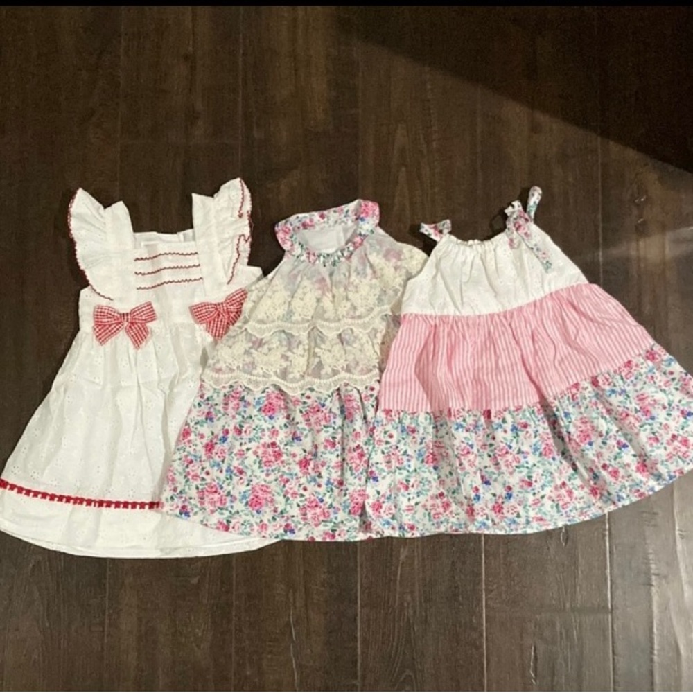 Three Baby Girl Dresses by Bonnie Baby - Size 18 months